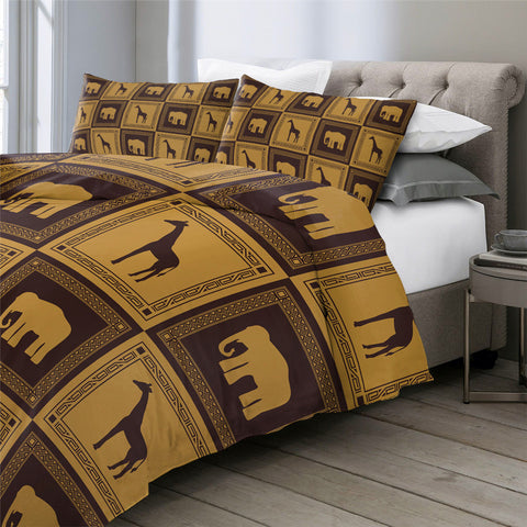 Image of Giraffe And Elephant Bedding Set - Beddingify