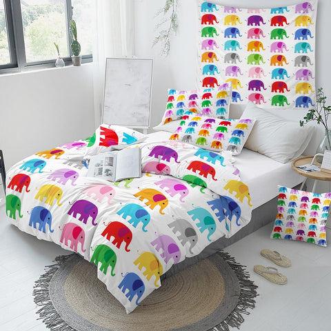 Image of Colorful Elephant Bedding Set - Beddingify