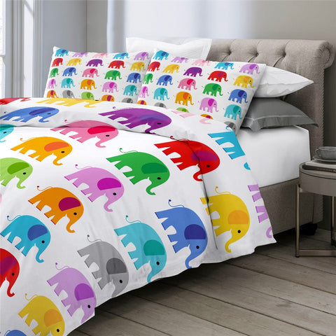 Image of Colorful Elephant Bedding Set - Beddingify