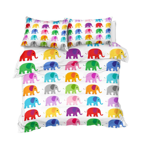 Image of Colorful Elephant Comforter Set - Beddingify