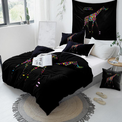 Image of Colorful Giraffe Comforter Set - Beddingify