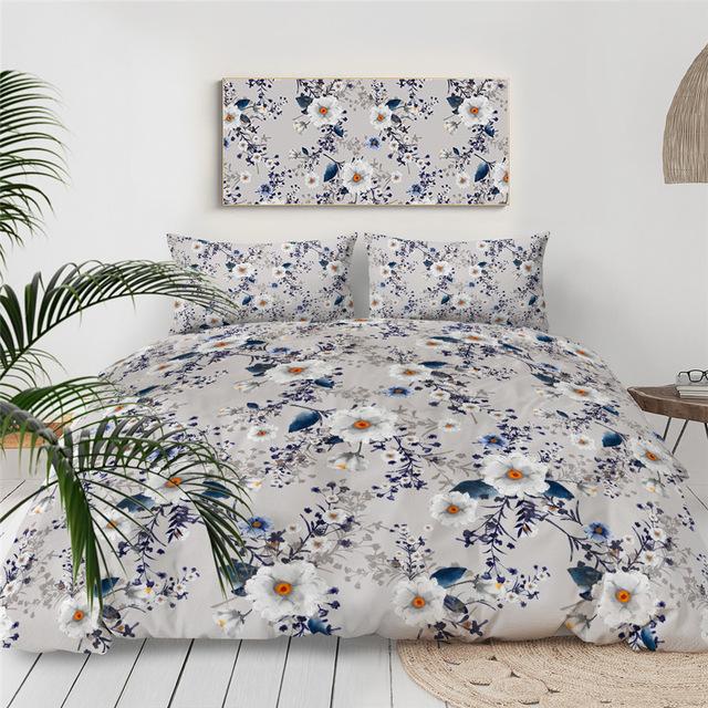 Grey Floral Comforter Set - Beddingify