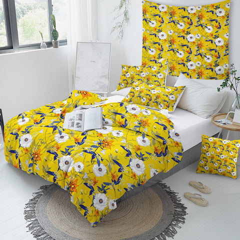 Image of Yellow Floral Bedding Set - Beddingify