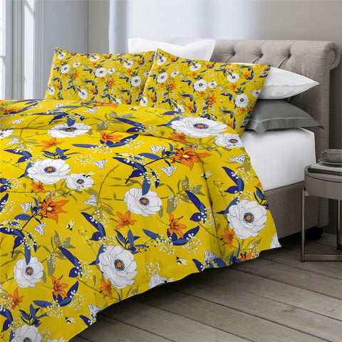 Image of Yellow Floral Comforter Set - Beddingify