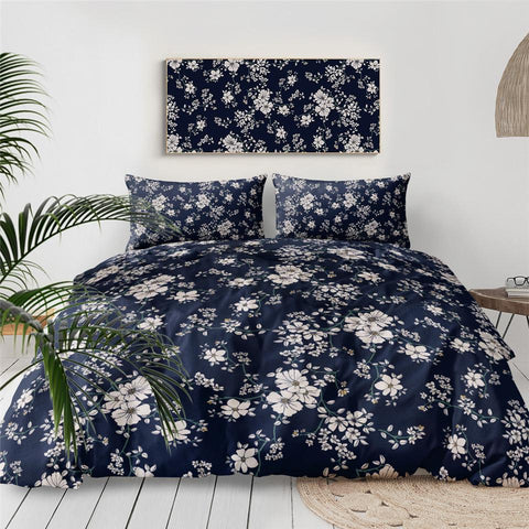 Image of Blue Floral Comforter Set - Beddingify