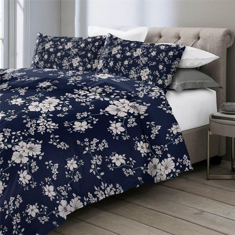 Image of Blue Floral Comforter Set - Beddingify