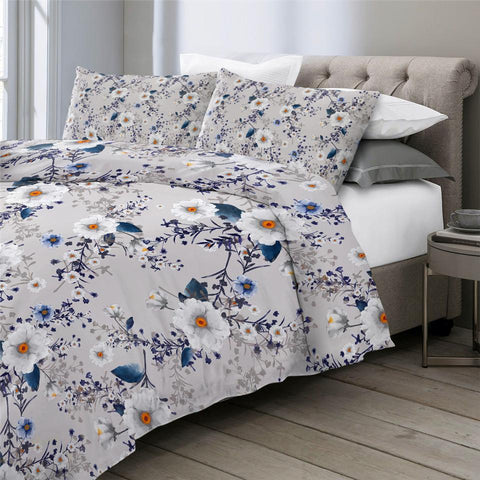 Image of Grey Floral Comforter Set - Beddingify