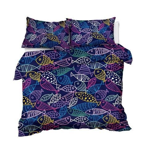 Image of Blue Fish Comforter Set - Beddingify