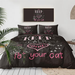 Keep Calm And Pet Your Cat Comforter Set - Beddingify