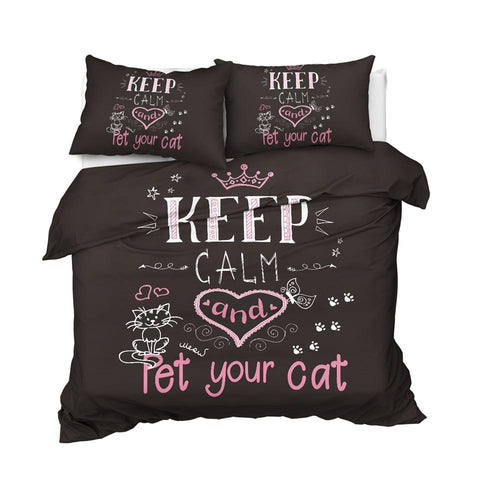 Image of Keep Calm And Pet Your Cat Comforter Set - Beddingify