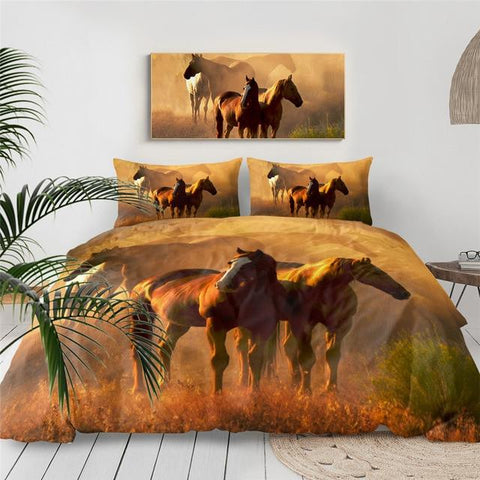 Image of Realistic Horses Comforter Set - Beddingify