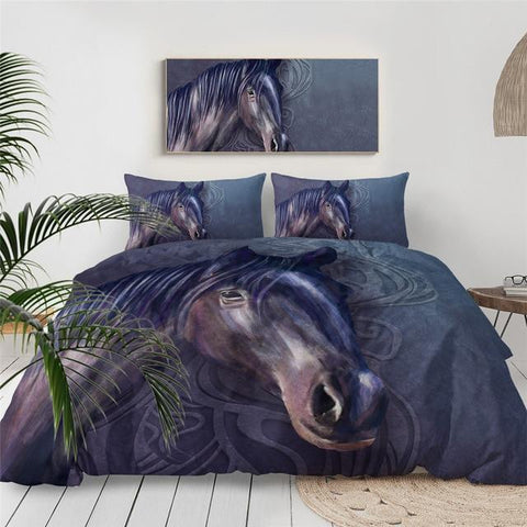 Image of Black Horse Comforter Set - Beddingify