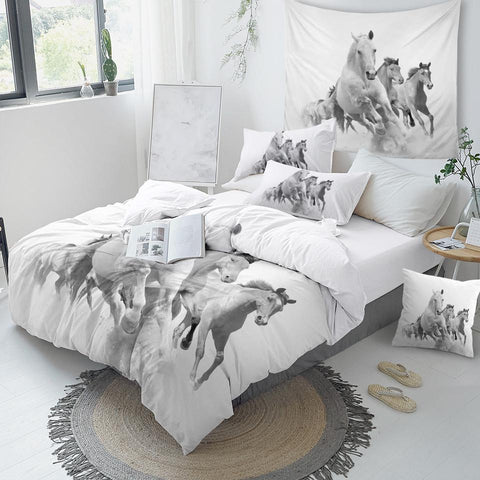 Image of White Horses Comforter Set - Beddingify