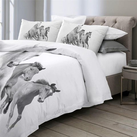 Image of White Horses Comforter Set - Beddingify