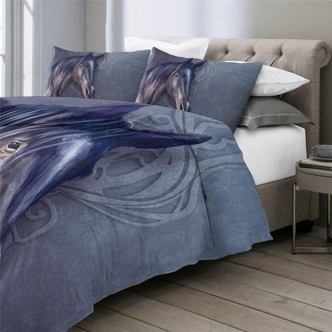 Image of Black Horse Comforter Set - Beddingify