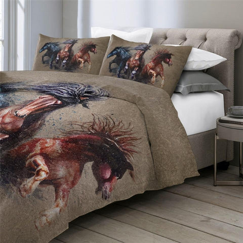 Image of 3d Horses Comforter Set - Beddingify