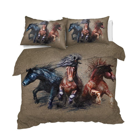 Image of 3d Horses Comforter Set - Beddingify