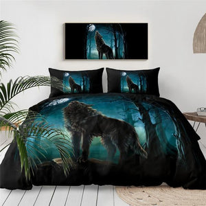 Forest Night Wolf Comforter Set - Beddingify