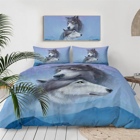 Image of Blue Wolf Comforter Set - Beddingify