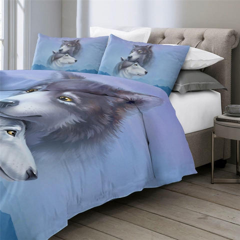 Image of Blue Wolf Comforter Set - Beddingify