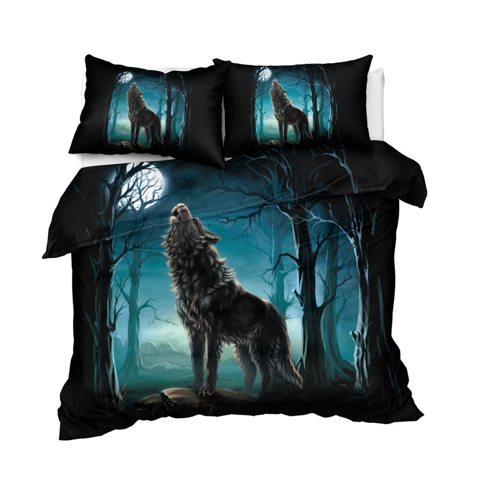 Forest Night Wolf Bedding Set - Beddingify