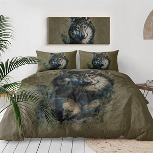 Wild Wolf Face Comforter Set - Beddingify