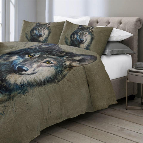 Image of Wild Wolf Face Comforter Set - Beddingify