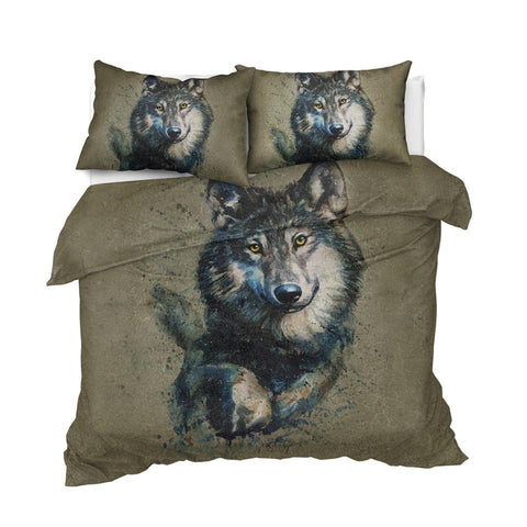 Image of Wild Wolf Face Comforter Set - Beddingify