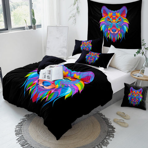 Image of 3D Colorful Wolf Bedding Set - Beddingify