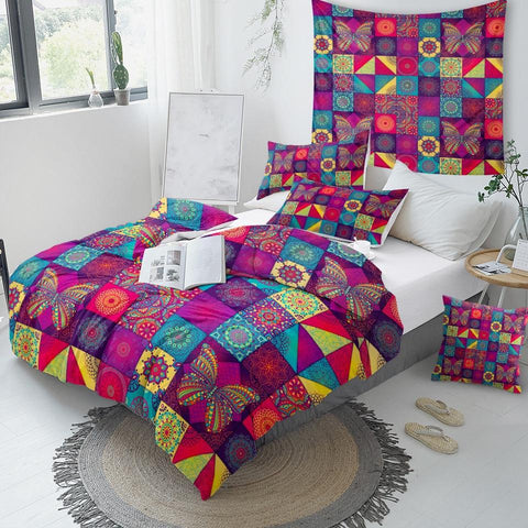 Image of Patchwork Butterfly Comforter Set - Beddingify