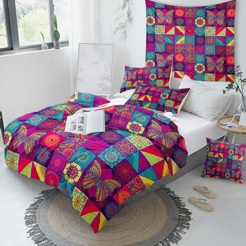 Image of Patchwork Butterfly Bedding Set - Beddingify