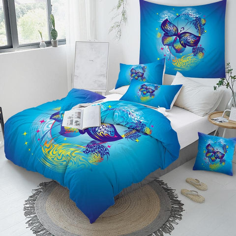Image of Blue Butterfly Comforter Set - Beddingify