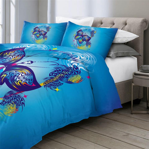 Image of Blue Butterfly Comforter Set - Beddingify