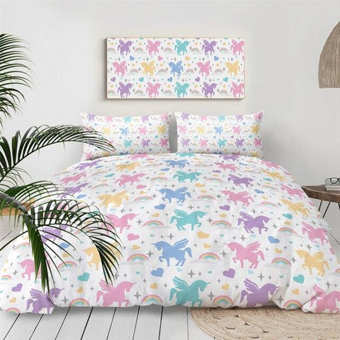 Image of Pastel Rainbow Unicorn Comforter Set - Beddingify