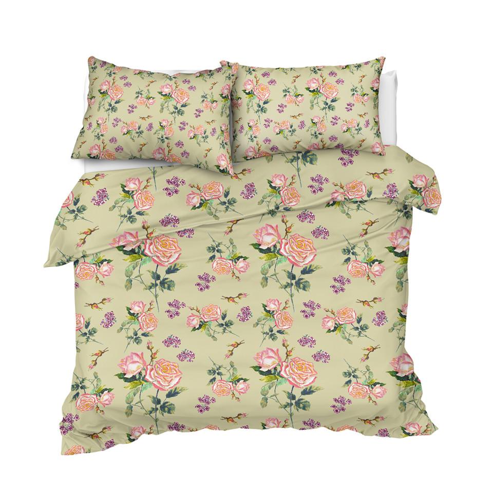 Green Rose Flower Comforter Set - Beddingify