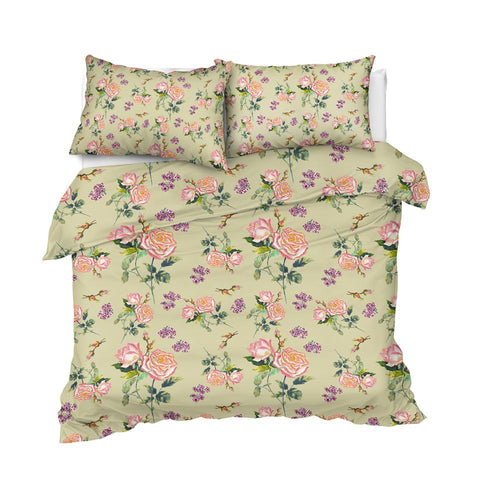 Image of Green Rose Flower Comforter Set - Beddingify