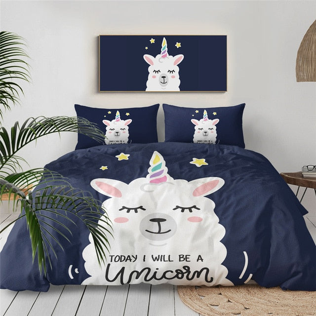 Cute Llama Unicorn Bedding Set - Beddingify