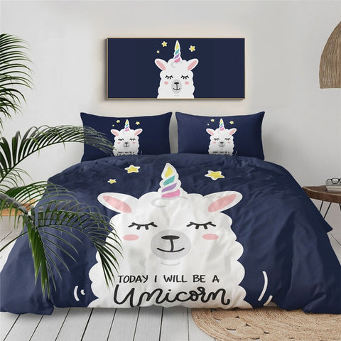 Image of Cute Llama Unicorn Bedding Set - Beddingify