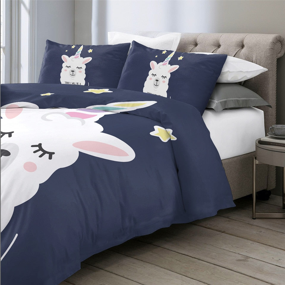 Cute Llama Unicorn Bedding Set - Beddingify