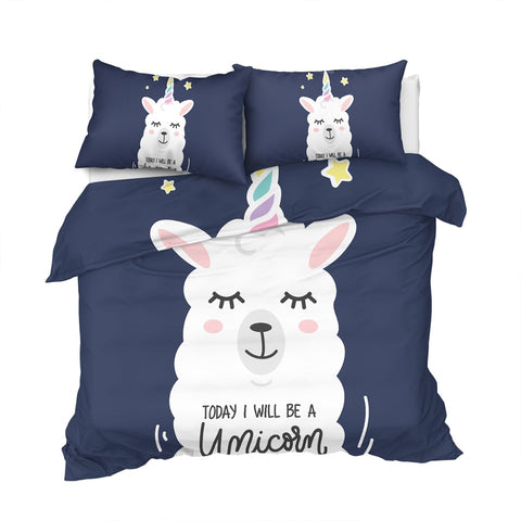 Image of Cute Llama Unicorn Bedding Set - Beddingify