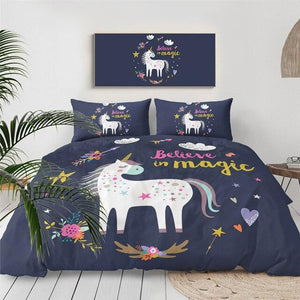 Beleive In Magic Unicorn Comforter Set - Beddingify