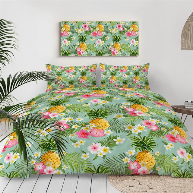 Palm Leaves Pineapple Comforter Set - Beddingify