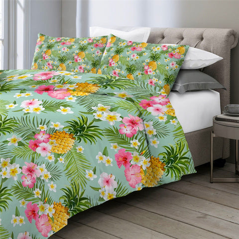Image of Palm Leaves Pineapple Bedding Set - Beddingify