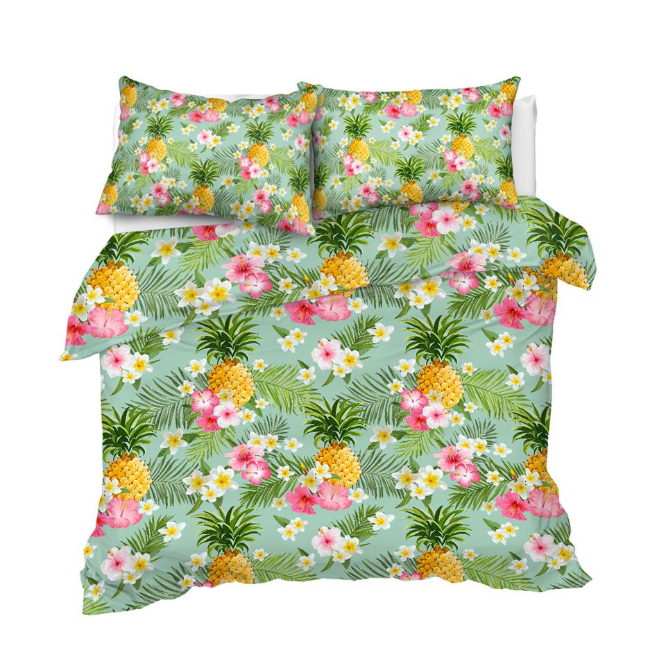 Palm Leaves Pineapple Comforter Set - Beddingify