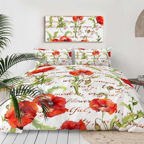 Image of Poppy Flower Comforter Set - Beddingify