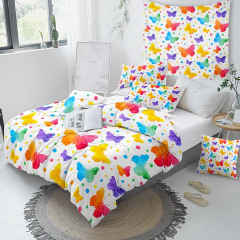 Image of Rainbow Butterflies Comforter Set - Beddingify
