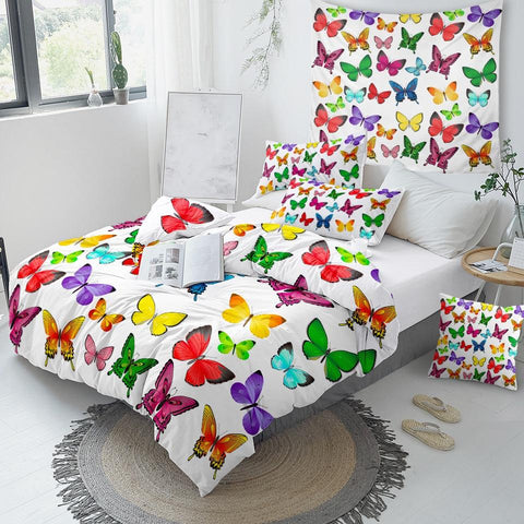 Image of Colorful Butterflies Comforter Set - Beddingify