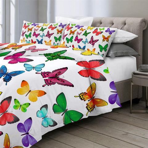 Image of Colorful Butterflies Comforter Set - Beddingify