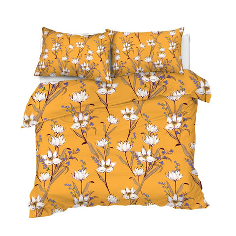 Image of Yellow Background Flower Comforter Set - Beddingify