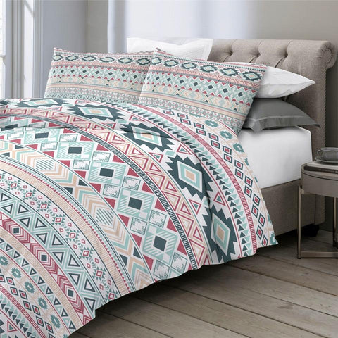 Image of Blue Aztec Geometric Comforter Set - Beddingify